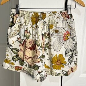 Floral Elastic Waist Tie Front Casual Shorts/Sleep Pockets Medium